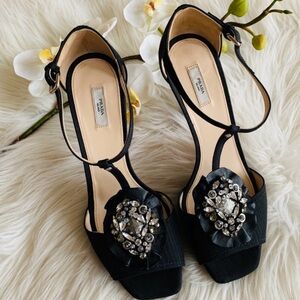 Prada Black Embellished Heels